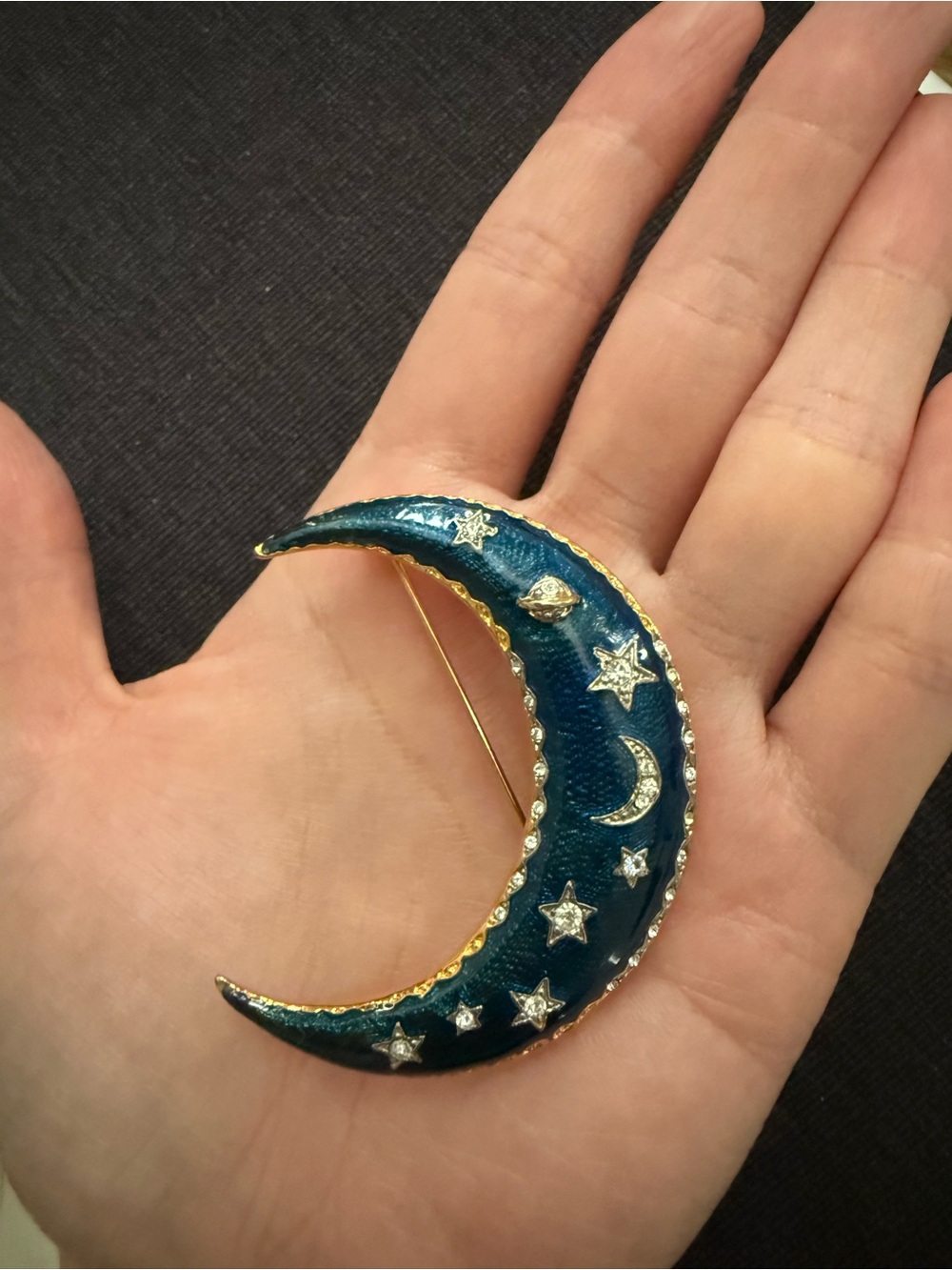 Signed Celestial Blue Enamel Brooch